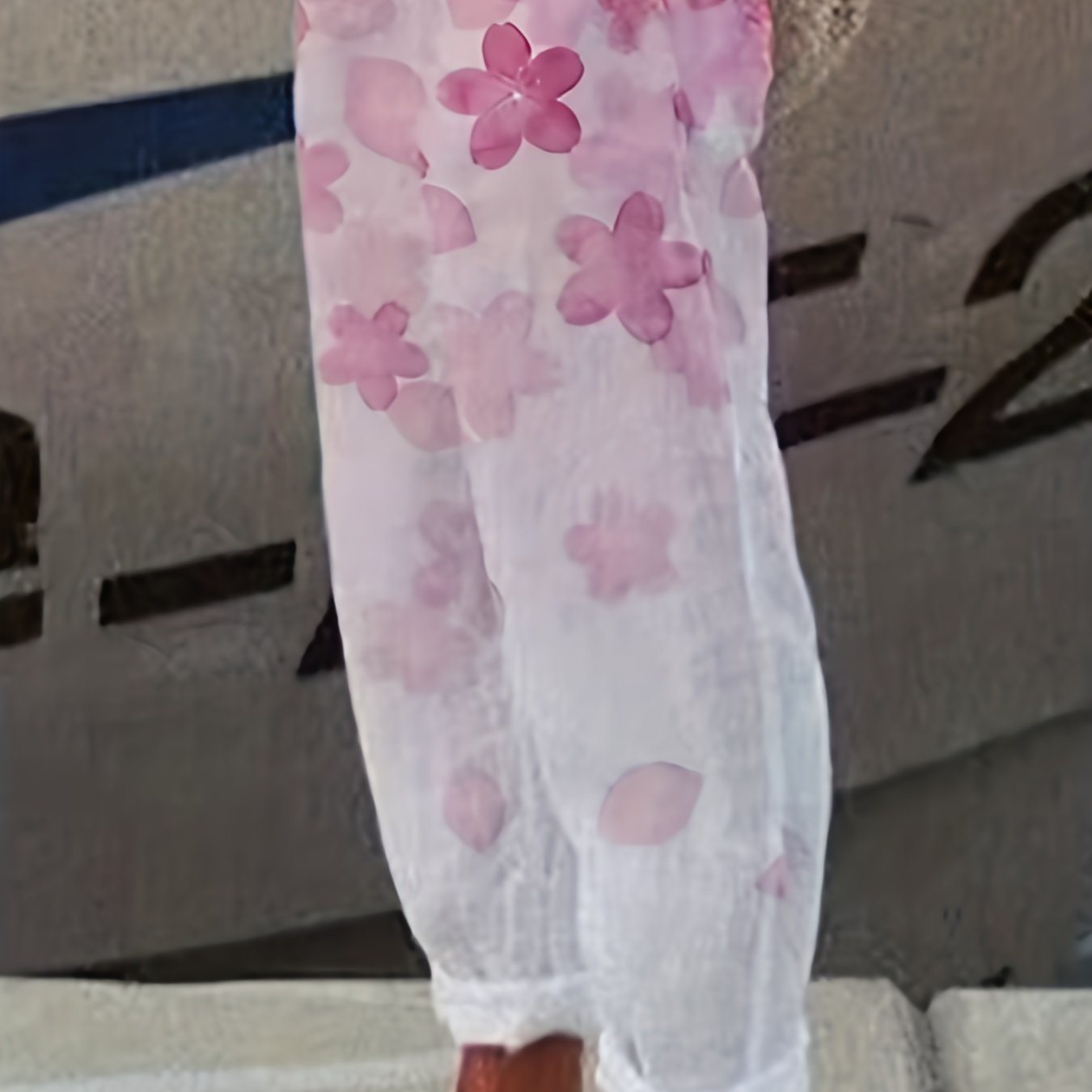 Women's Plus Ombre Floral Print Elastic Waist Pants With Pockets