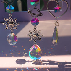 Bird Crystal Pendant Moon Sun Catcher Wind Chime Garden Decor