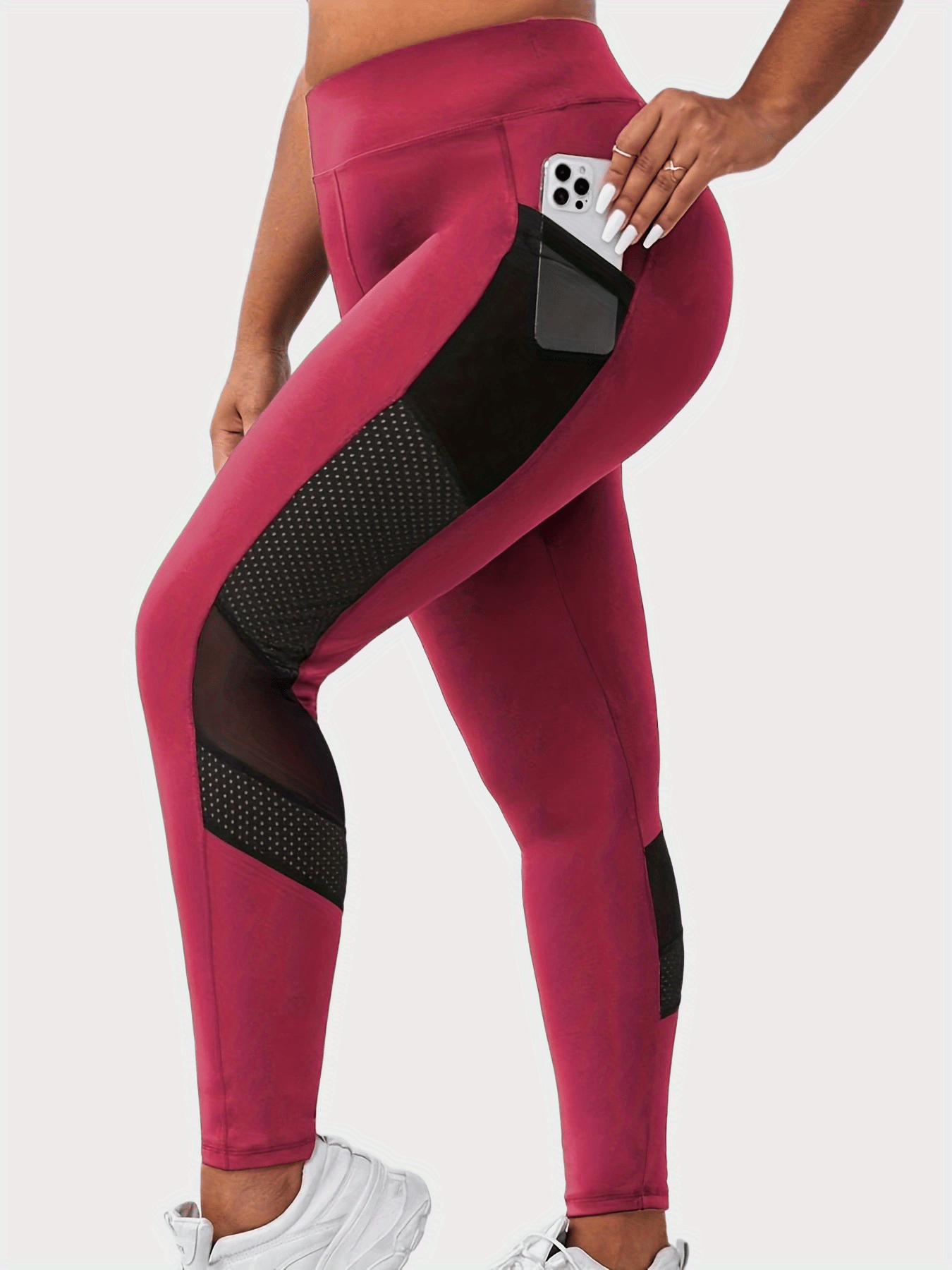  Mesh High Rise Pipping Leggings With Pockets