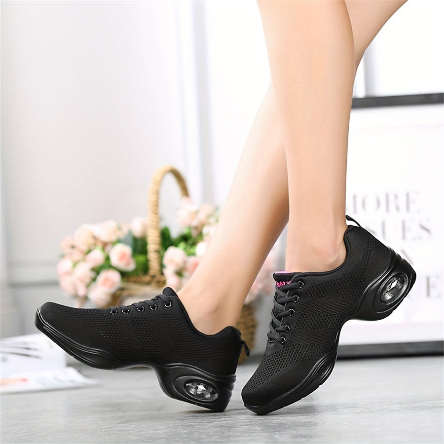 Women's Mesh Dance Shoes Breathable Fitness Casual Lace-up Shoes