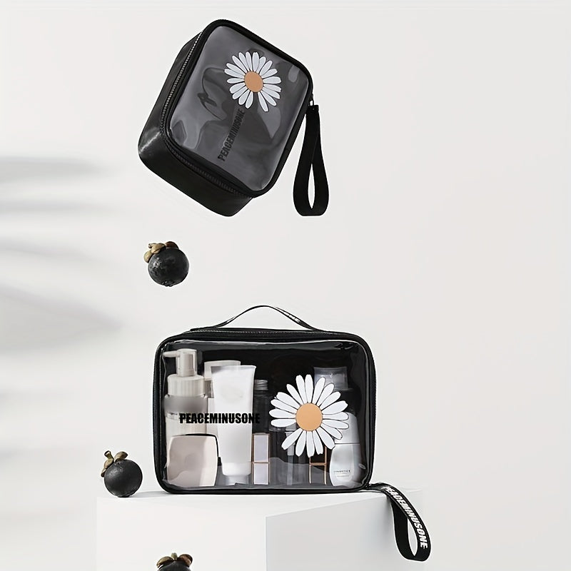 Daisy Printed Waterproof Cosmetic Bag for Outdoor Travel