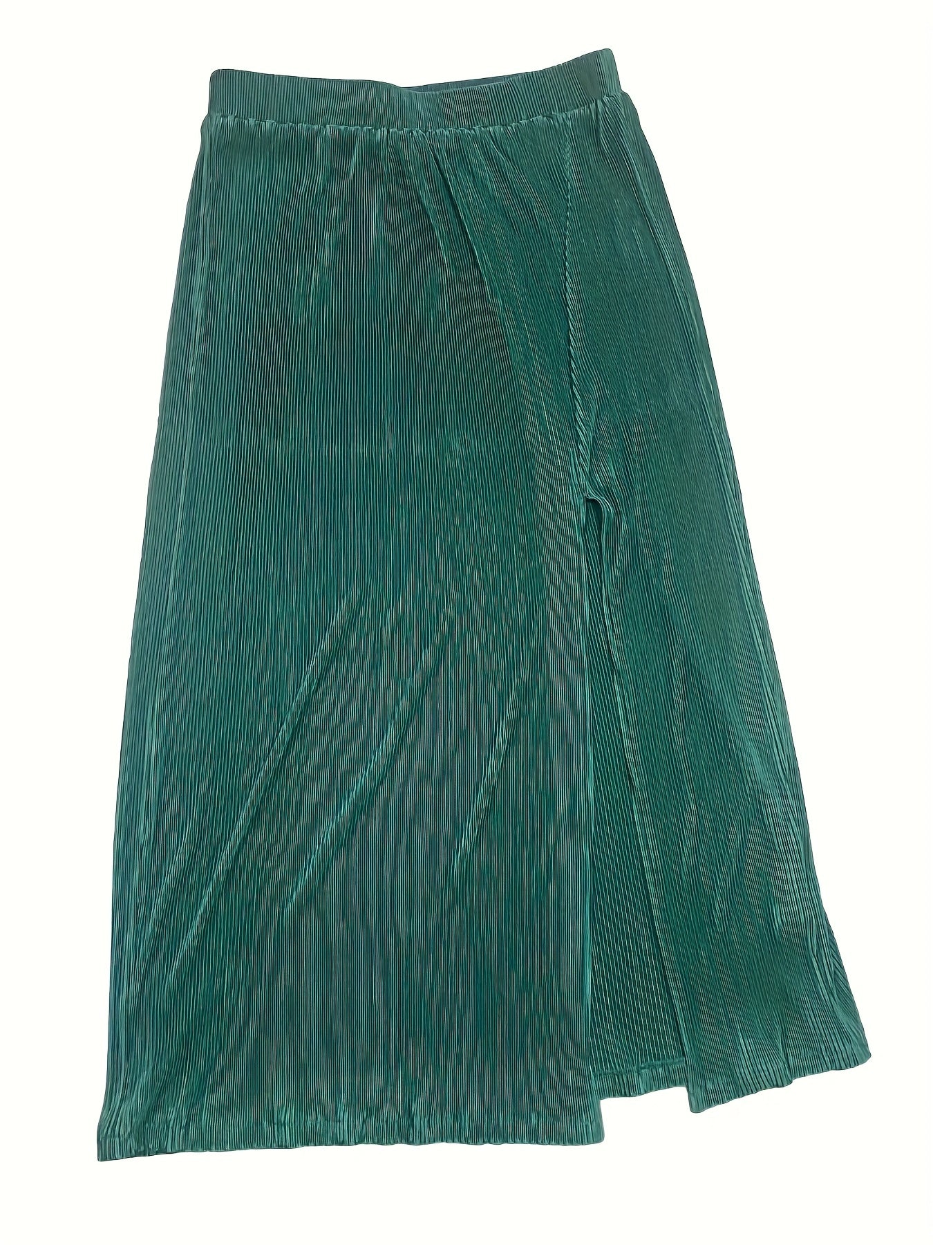  Ribbed Velvet High Rise Side Split Skirt