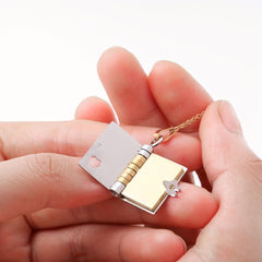 Stainless Steel Heart & Book Pendant Necklace - Openable for Gifting