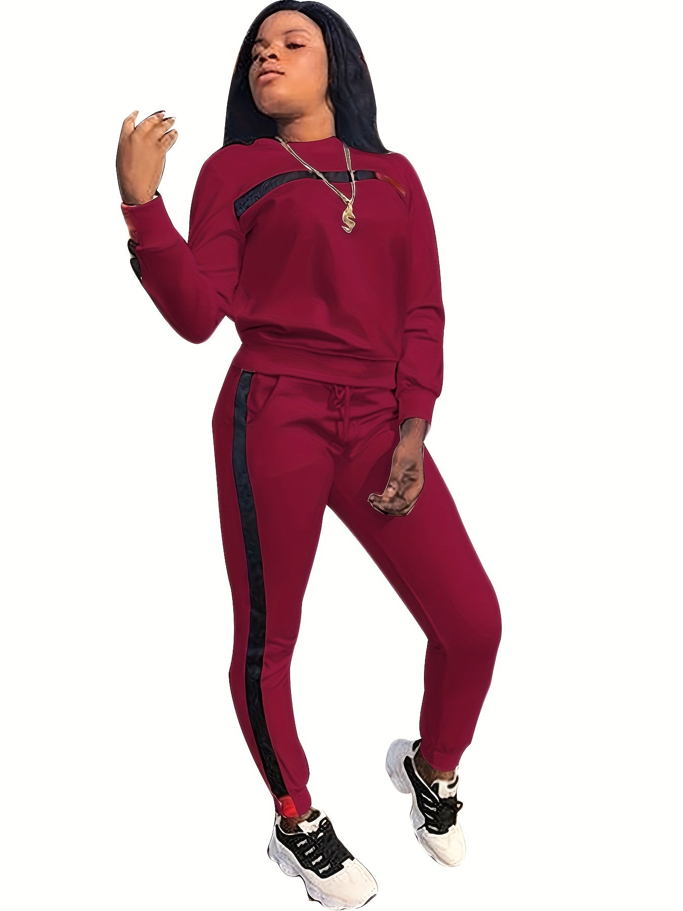 Casual 2pc Set Crew Neck Tops & Running Pants