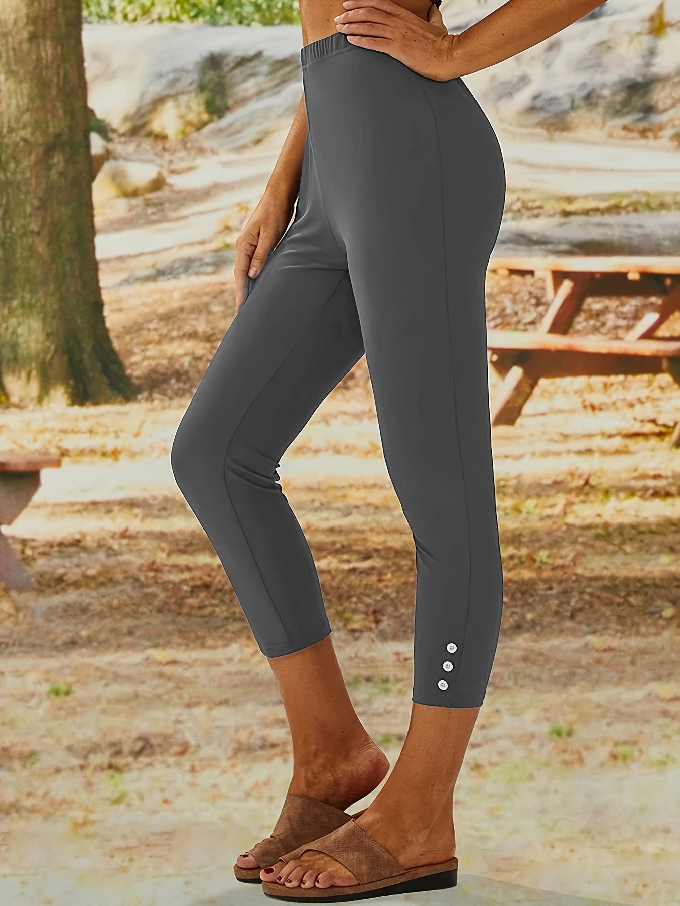 Women's High Waist Yoga Leggings Solid Stretch Skinny Pants