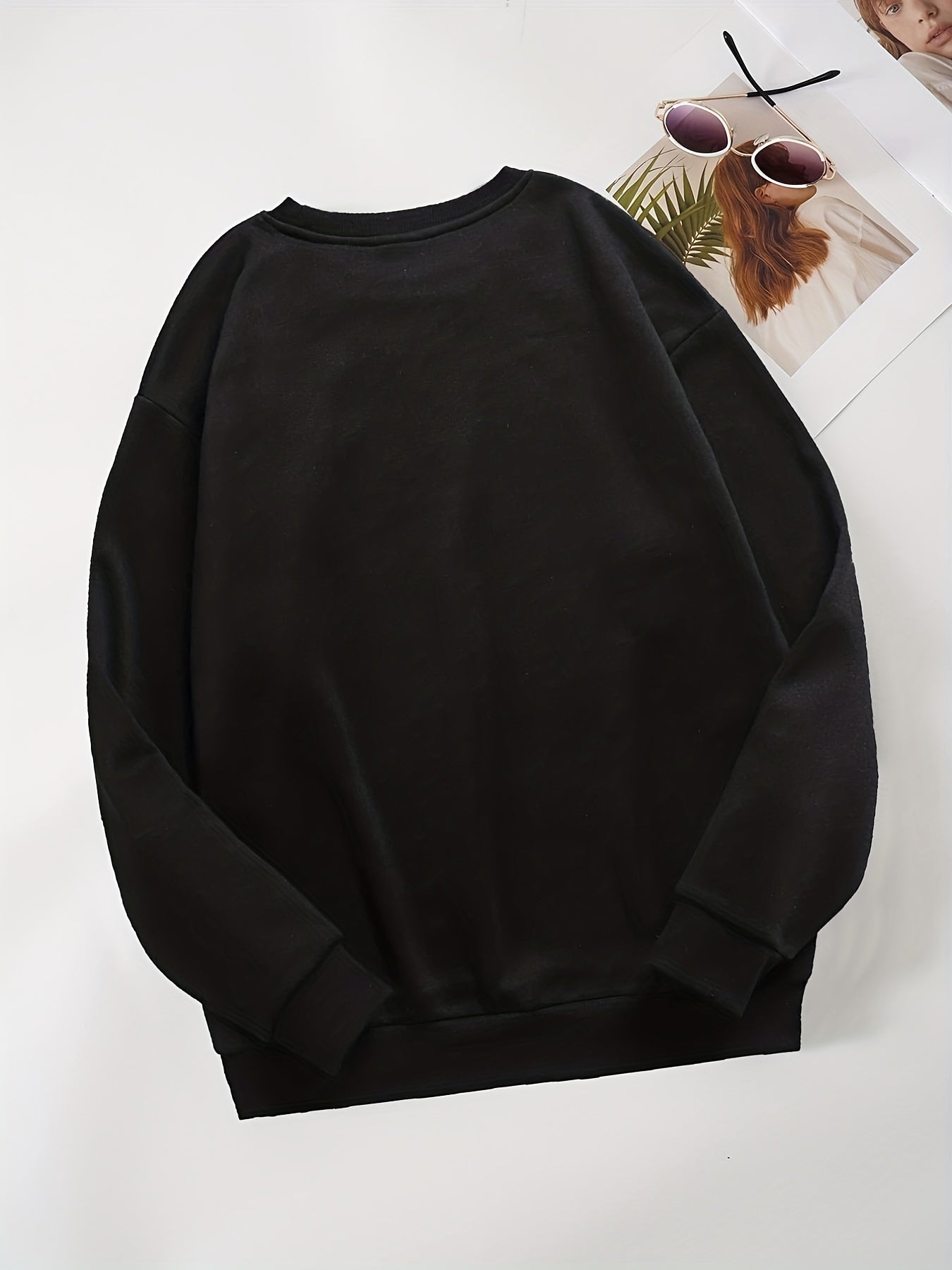 Women's Solid Crew Neck Sweatshirt for Fall & Winter