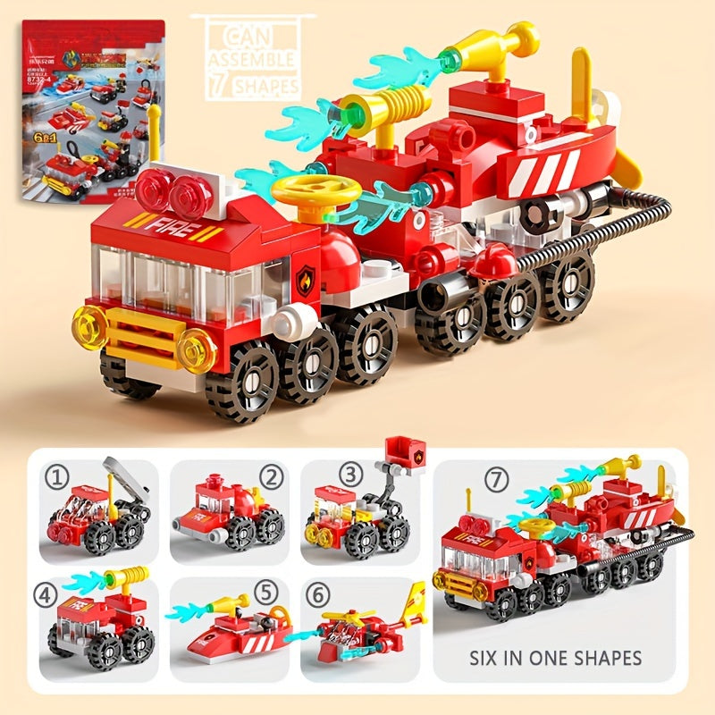 Fire Engine Building Blocks DIY Auto Assembled Toy