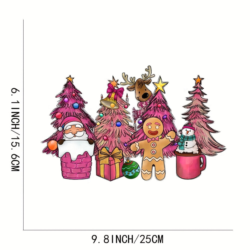 Christmas Trees DIY Iron On Transfer Stickers Xmas Theme Heat Transfers Sticker
