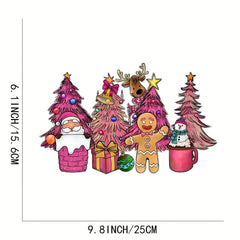 Christmas Trees DIY Iron On Transfer Stickers Xmas Theme Heat Transfers Sticker