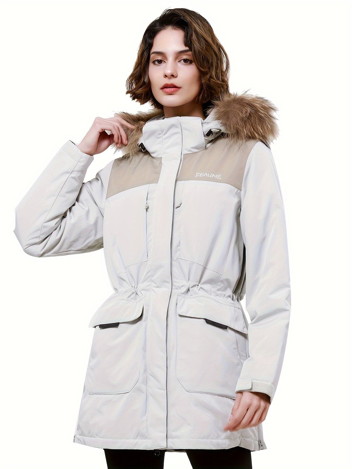 Women's Contrast Winter Down Jacket Thick Warm Sports Puff Coat