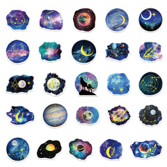 50pcs Moon Starry Sky Waterproof Stickers for Motorcycle Laptop