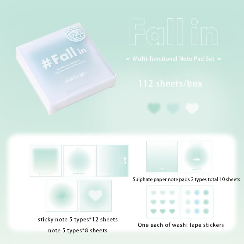 Functional Sticky Note Book Gradient Diary Set