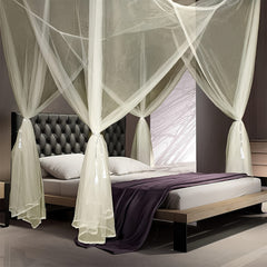 Large Mosquito Net Four Corner Bed Canopy for Bedroom Guest Room Dorm Room