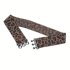 Leopard Print Wide Elastic Belt Vintage Belt for Women