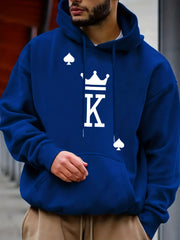 King Of Spades Print Hoodie Men's Graphic Pullover Hooded Sweatshirt