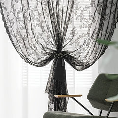 Floral Rose Embroidered Lace Curtains for Elegance in Living Room Bedroom Office