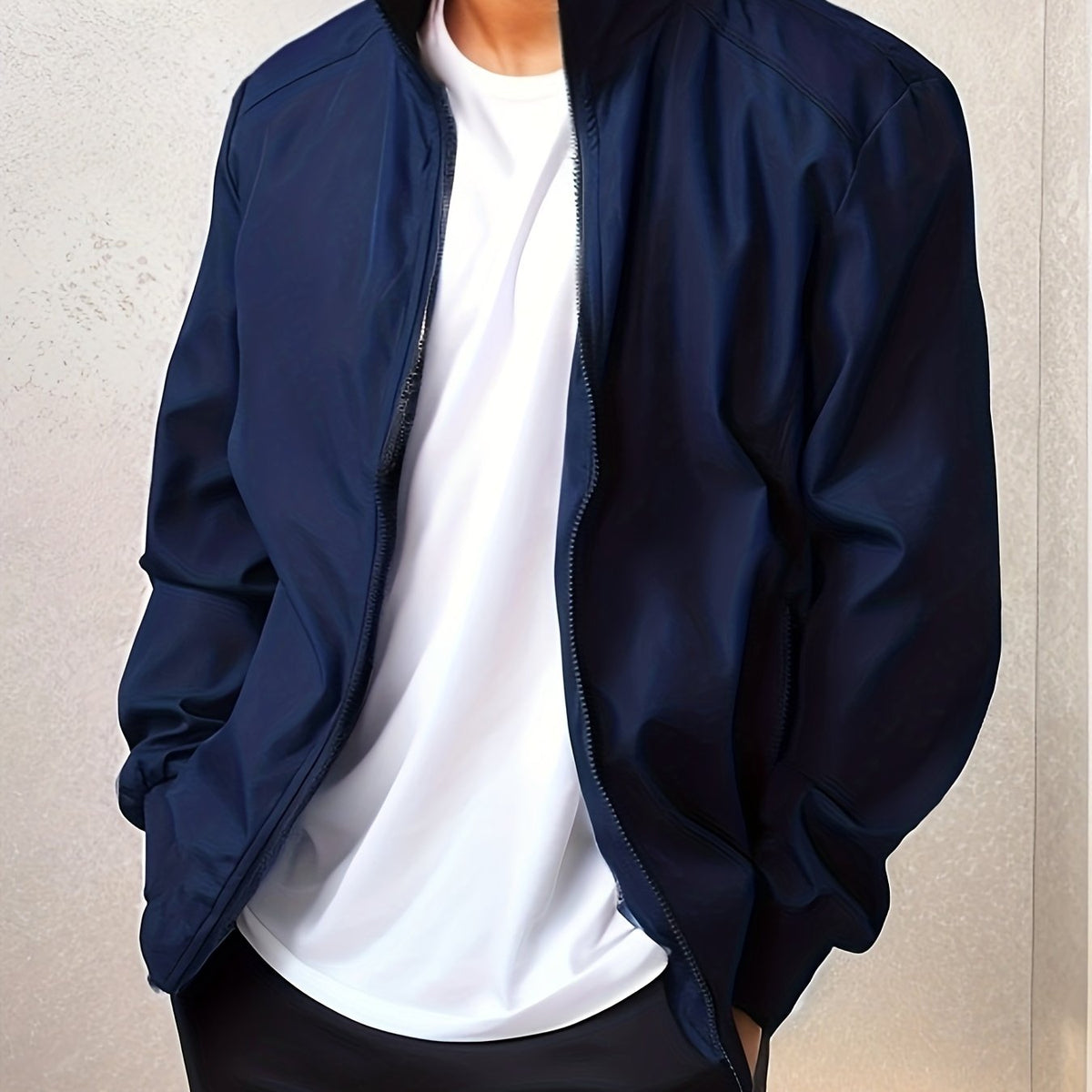 Men's Zip Up Jacket with Pockets for Spring and Autumn