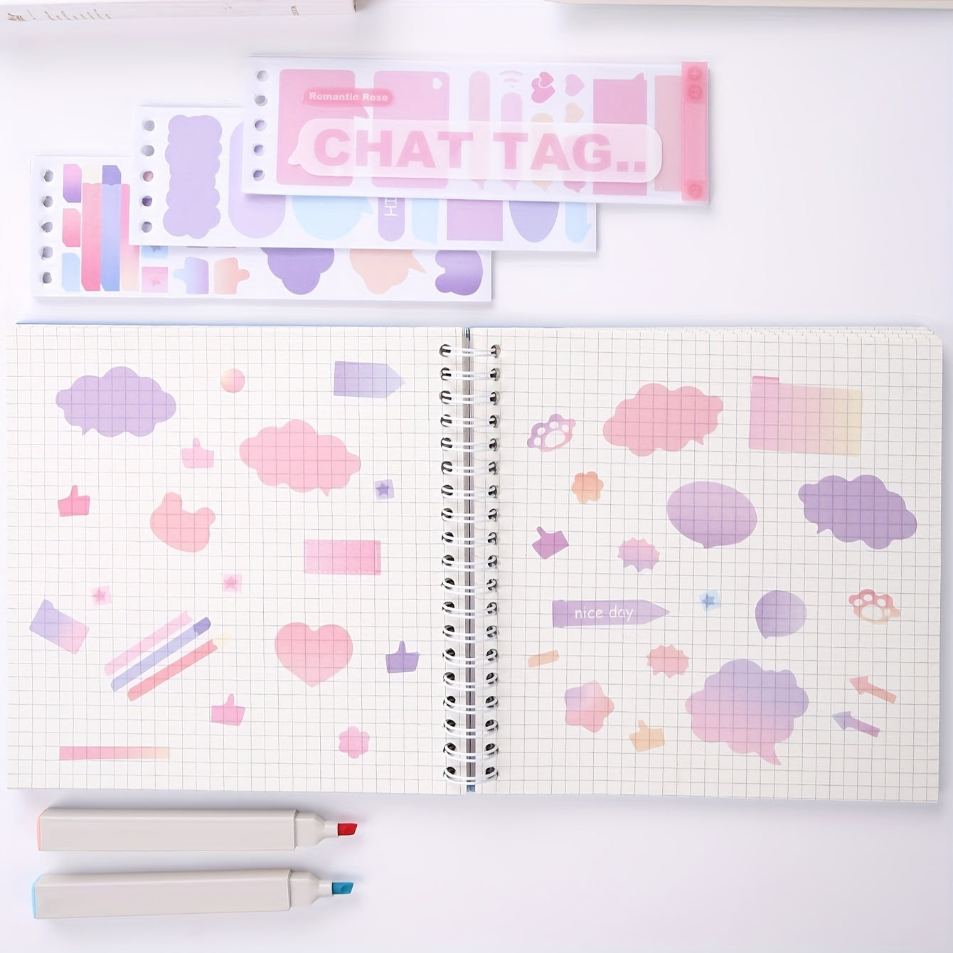 20 Gradient Purple Label Index Stickers Single Book 20 Sheets