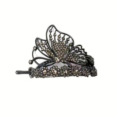 Vintage Rhinestone Butterfly Hair Cuff Claw Barrette for Women Girls