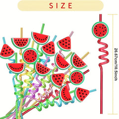 Watermelon Fruit Drinking Straws 4pcs for Hawaiian Birthday Decor