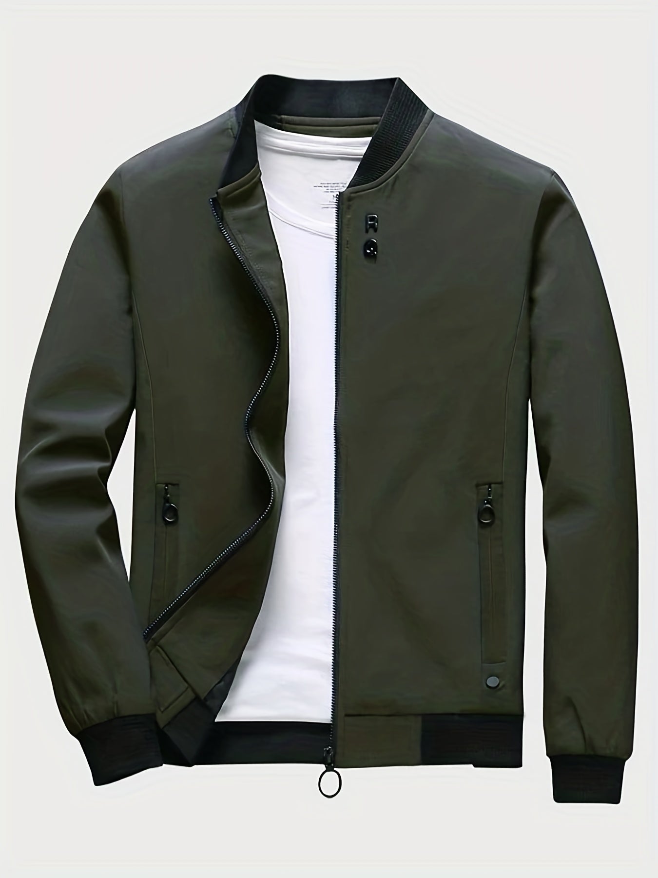 Men's Casual Zipper Pockets Zip Up Jacket