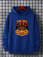 Men's Pumpkin Graphic Hoodie Stretch Drawstring Hooded Sweatshirt