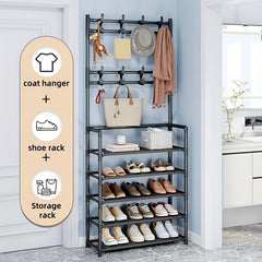 Shoe Cap Holder Multifunctional Storage Rack Coat Hooks Organizer