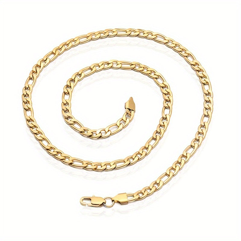 Golden Titanium Steel Chain Necklace Hip Hop Jewelry