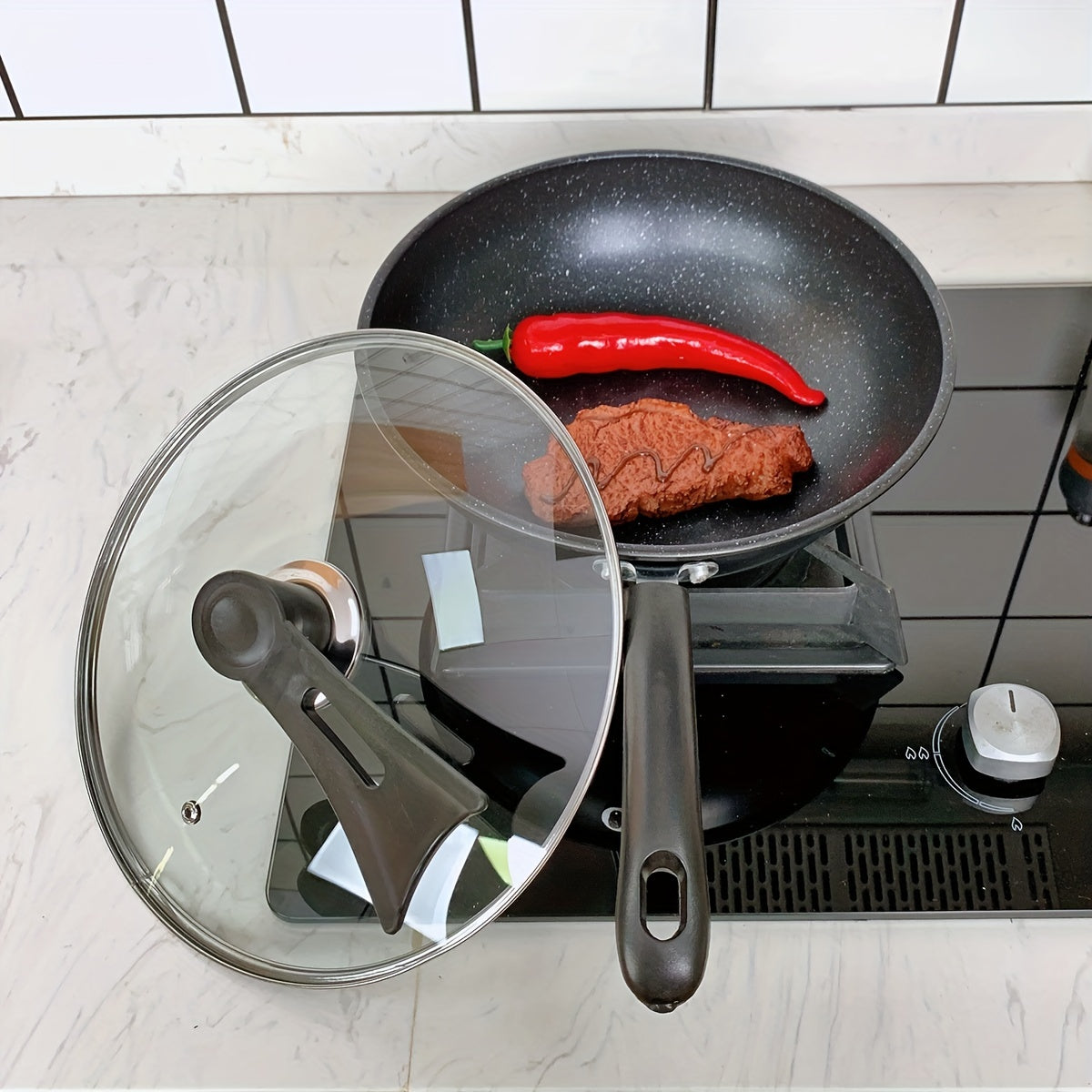 1pc Cast Iron Wok With Lid 27 for Traditional Cooking