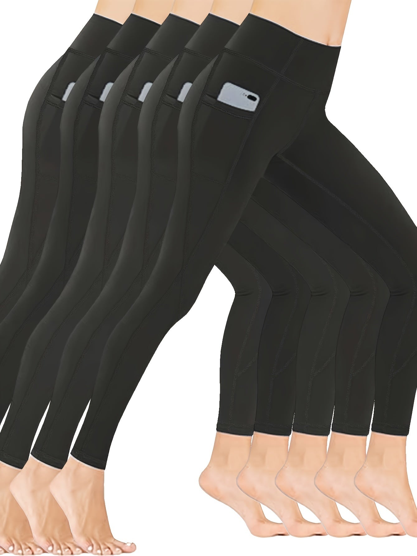5 Pack Plus Size High Rise Sports Leggings Set