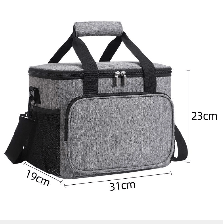 Large Waterproof Grey Cooler Bag Thermal Insulated Family Picnic Lunch Bag