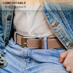 Men's Elastic Nylon Sport Braided Belt No Holes Waist Belt