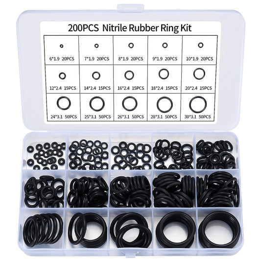 200 Pcs O Rings Gasket Kit Plumbing Rubber Washers