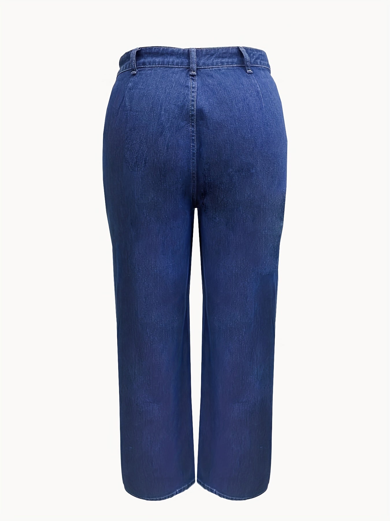  Solid High Rise Loose Fit Straight Leg Jeans