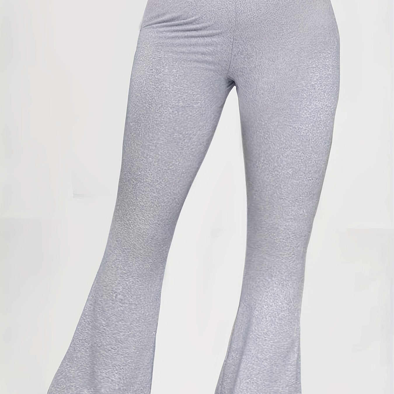  Solid High Rise Flared Leg Pants