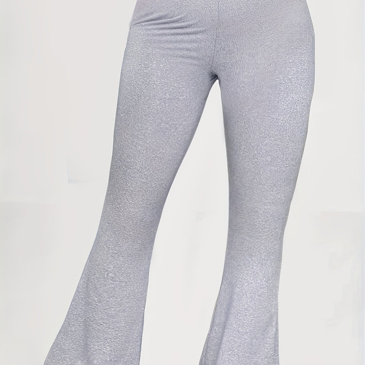  Solid High Rise Flared Leg Pants