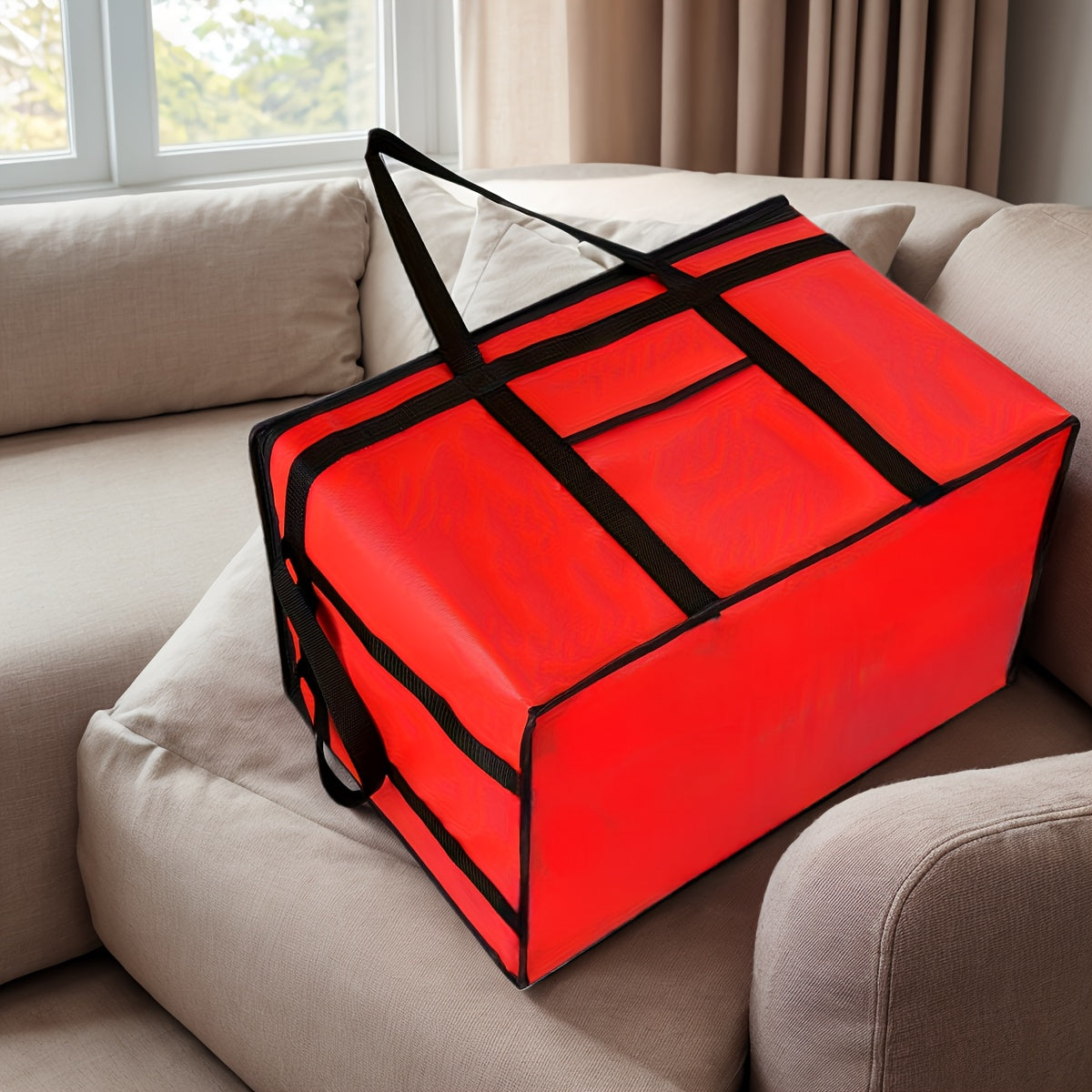 Large Insulated Food Bag with Zipper Top Reusable Washable PVC Tote for Catering