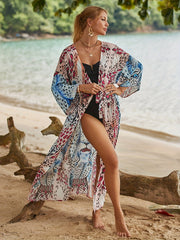  Wild Animal Print Bat Sleeve Cover Up Robe