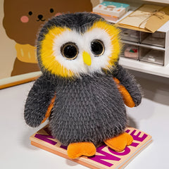 2pcs Realistic Owl Plush Dolls Soft Stuffed Toys Khaki & Grey