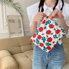 Fresh Floral Cosmetic Bag Fabric Clutch Portable Makeup Lipstick Storage