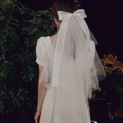 Bridal Head Veil With Mesh And Satin Bowknot Wedding Accessories