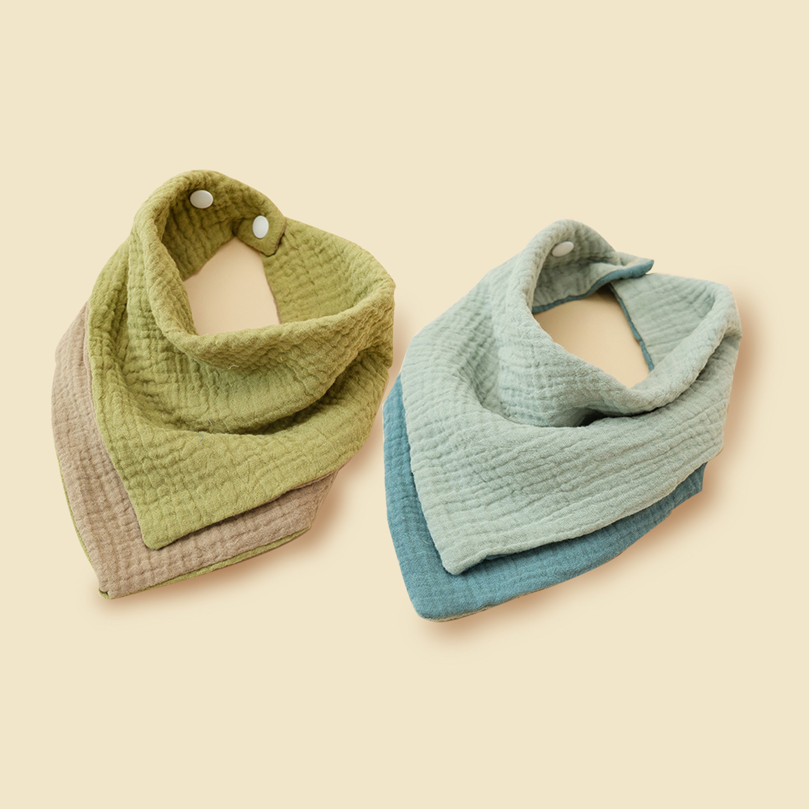 2pcs Baby Cotton Gauze Feeding Bibs 6-12 Months Multicolor Triangle Scarf