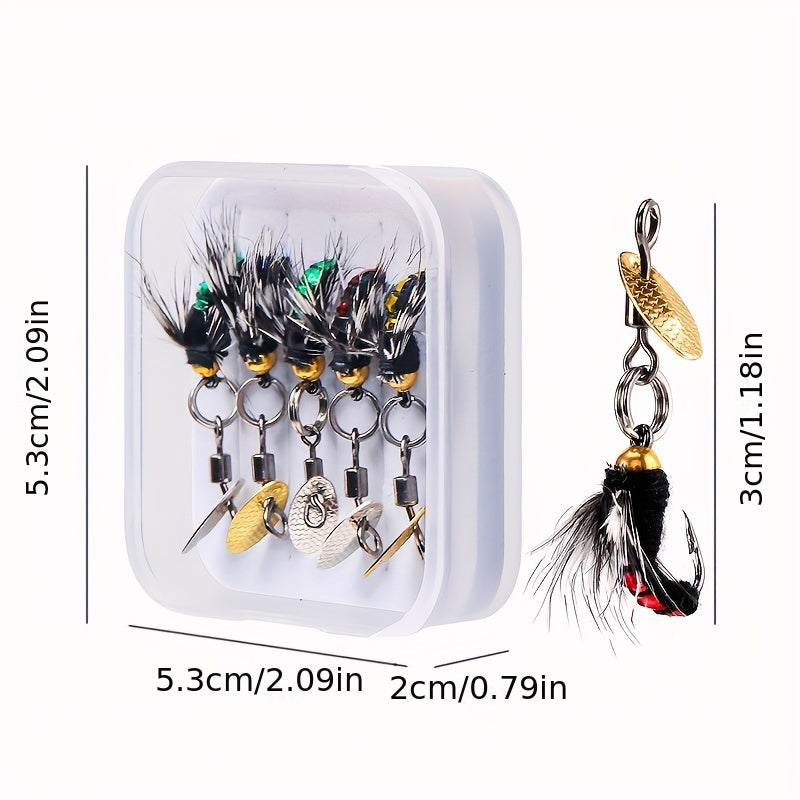 5pcs Bionic Fishing Flies Set with Storage Box - Outdoor Fishing Accessories