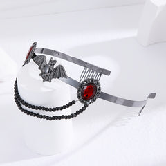 Red Rhinestone Tiara Headband for Halloween Cosplay