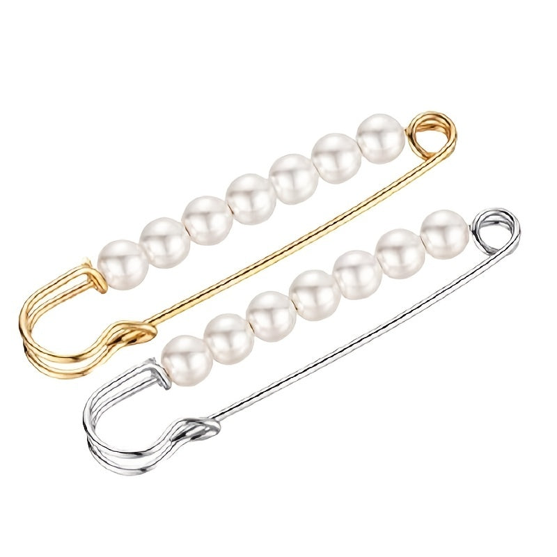 Anti-slip Faux Pearl Cardigan Buckle Waist Pin