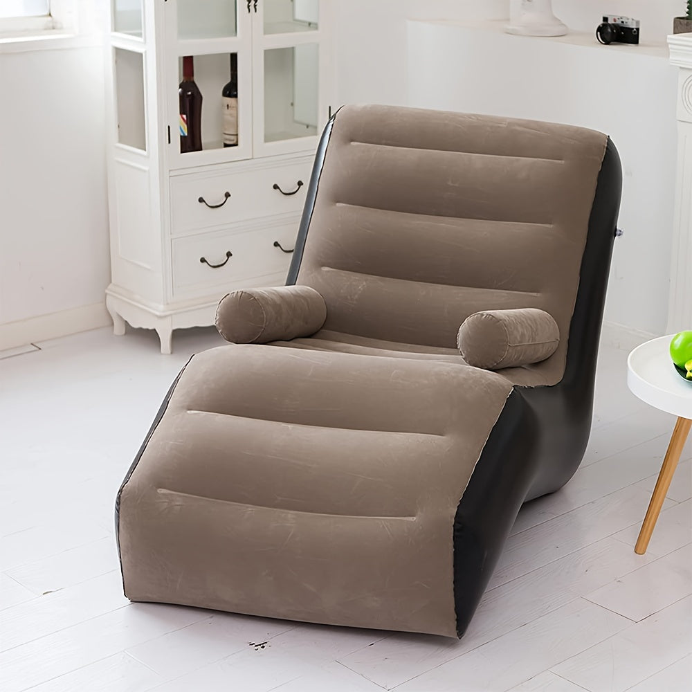 Brown Inflatable Sofa Portable Beanbag for Camping Beach and Home