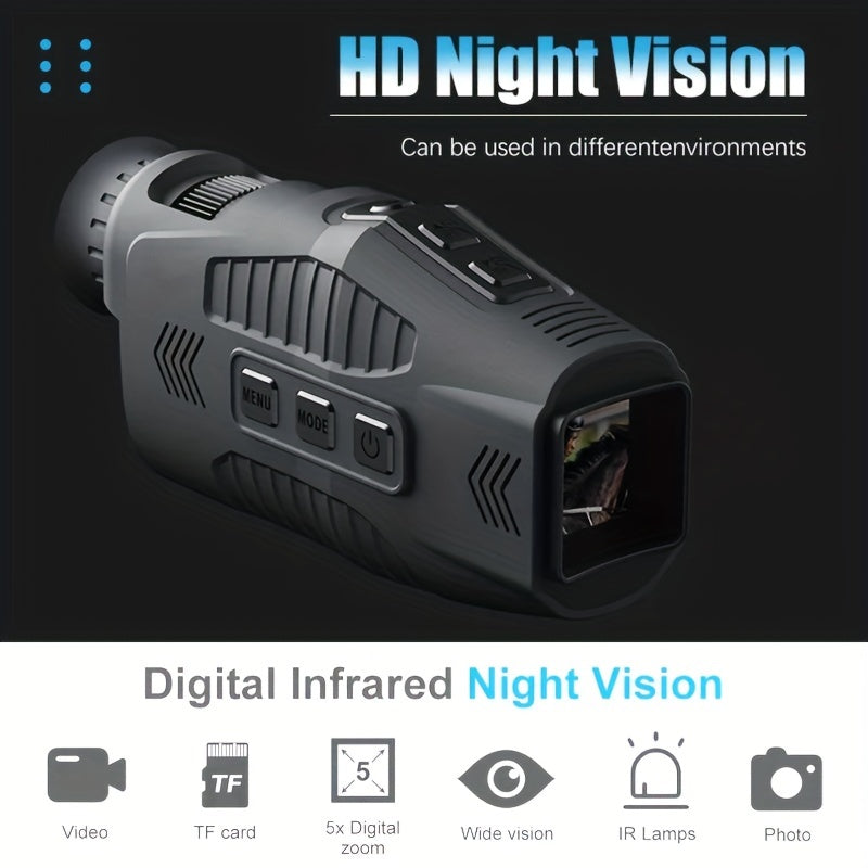 Night Vision Monocular 5x Zoom 1080P Telescope USB Charging Cable