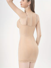 Lace Trim Shaping Slip Dress V Neck Tummy Control Slimming Dress