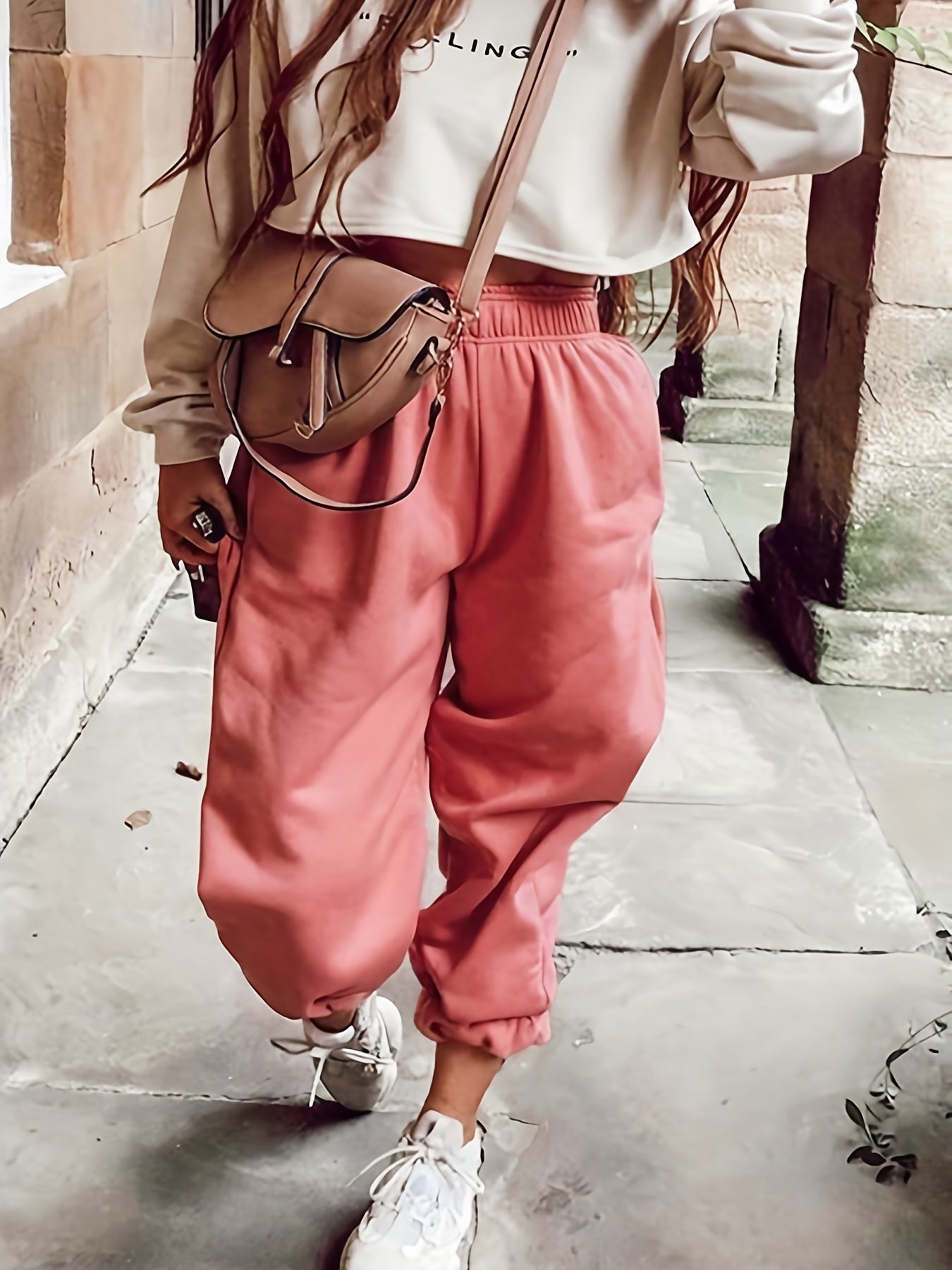 Women's Plus Solid Knit High Rise Tapered Leg Pants