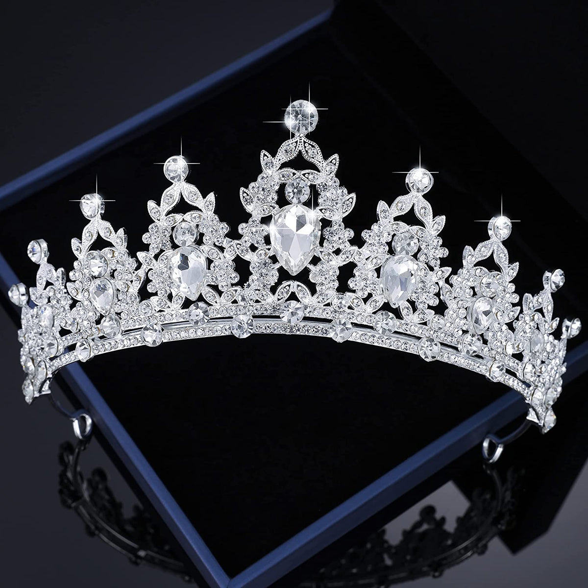 Silvery Rhinestone Crystal Crown Headband Princess Crown